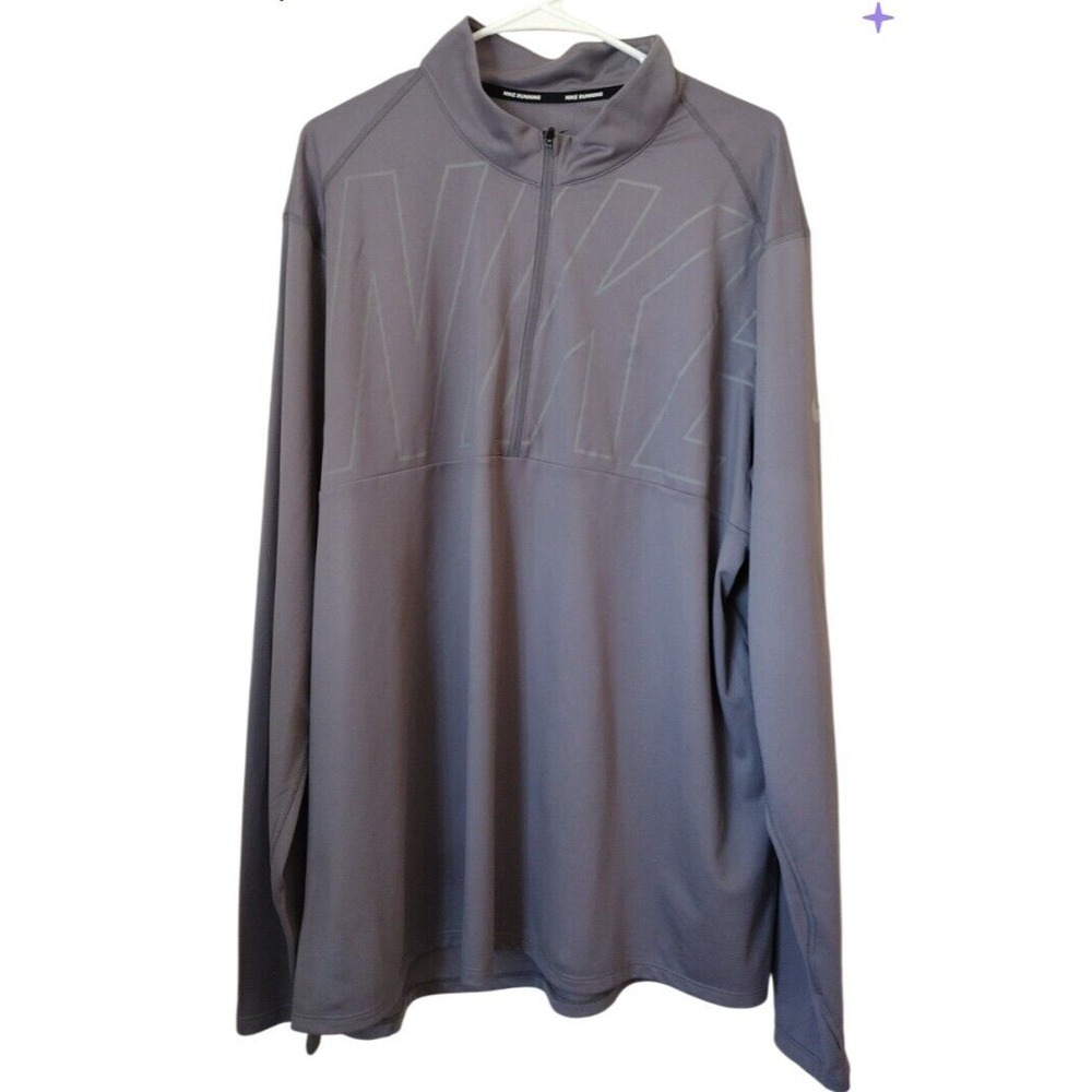 NIKE Running Top‎ Man XXL Gray Dri-Fit Half Zip Pullover Sport Athletic Sporty